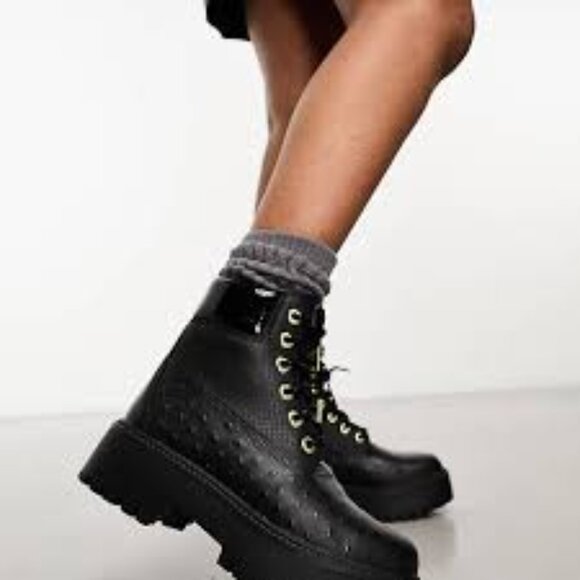 NEW TIMBERLAND Leather Waterproof Lace Up Boots Jet Black for women 864tn - Picture 10 of 10